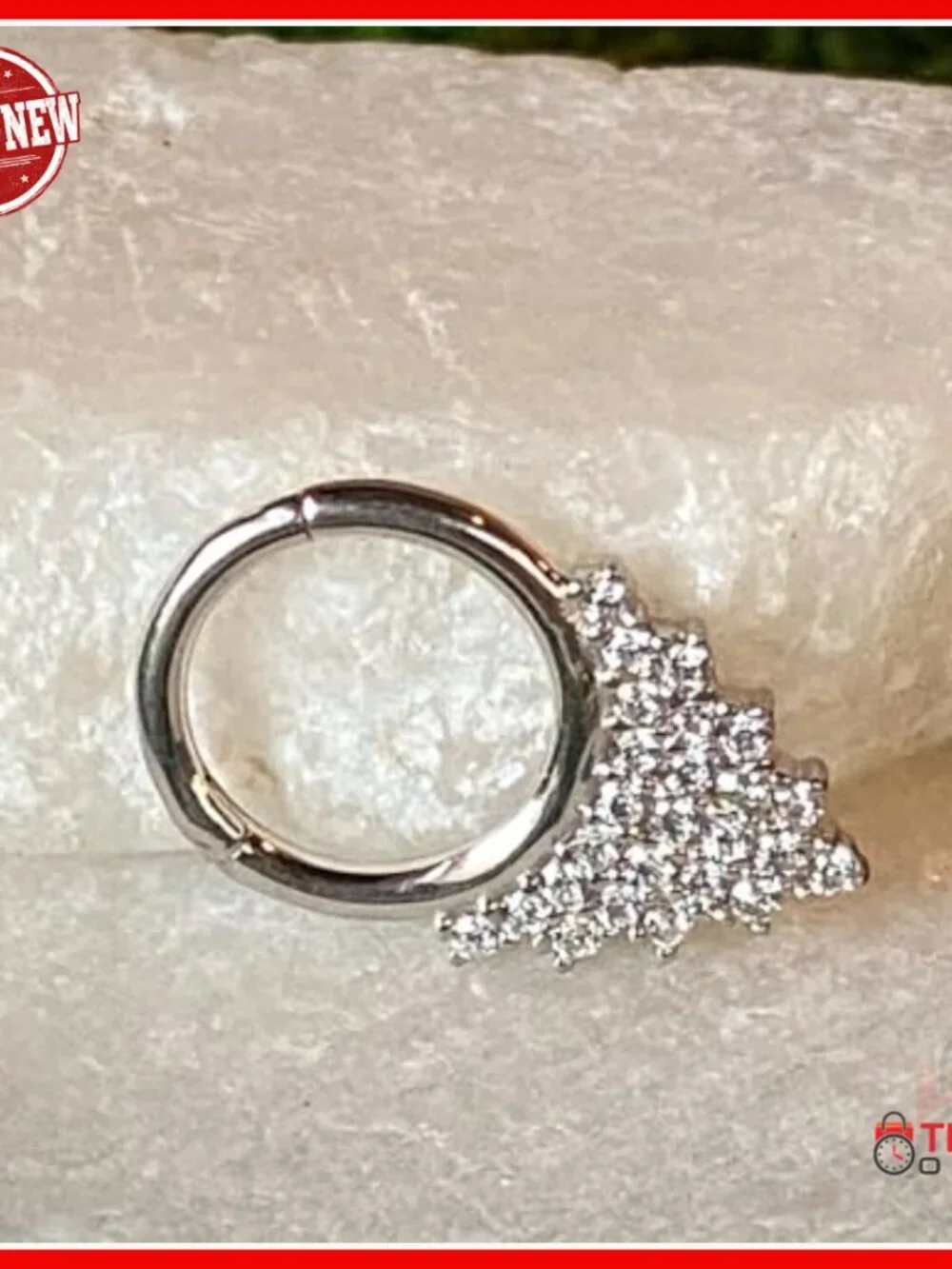 14kt Gold CZ Triangle Hinged Segment Ring - 16g Body Jewelry